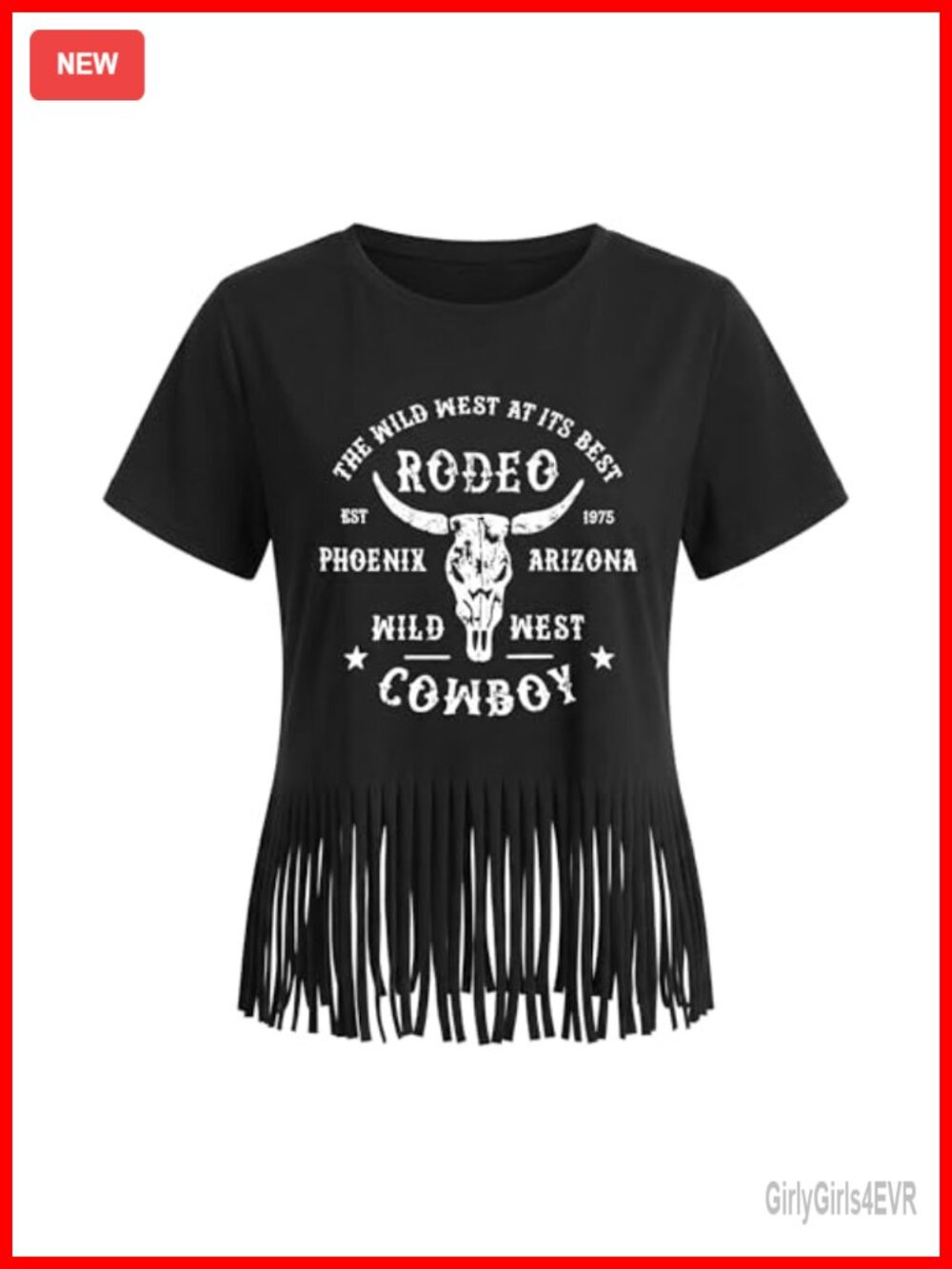 Western Fringe T-Shirt Cowgirl Rodeo Graphic Tee Country Concert Top